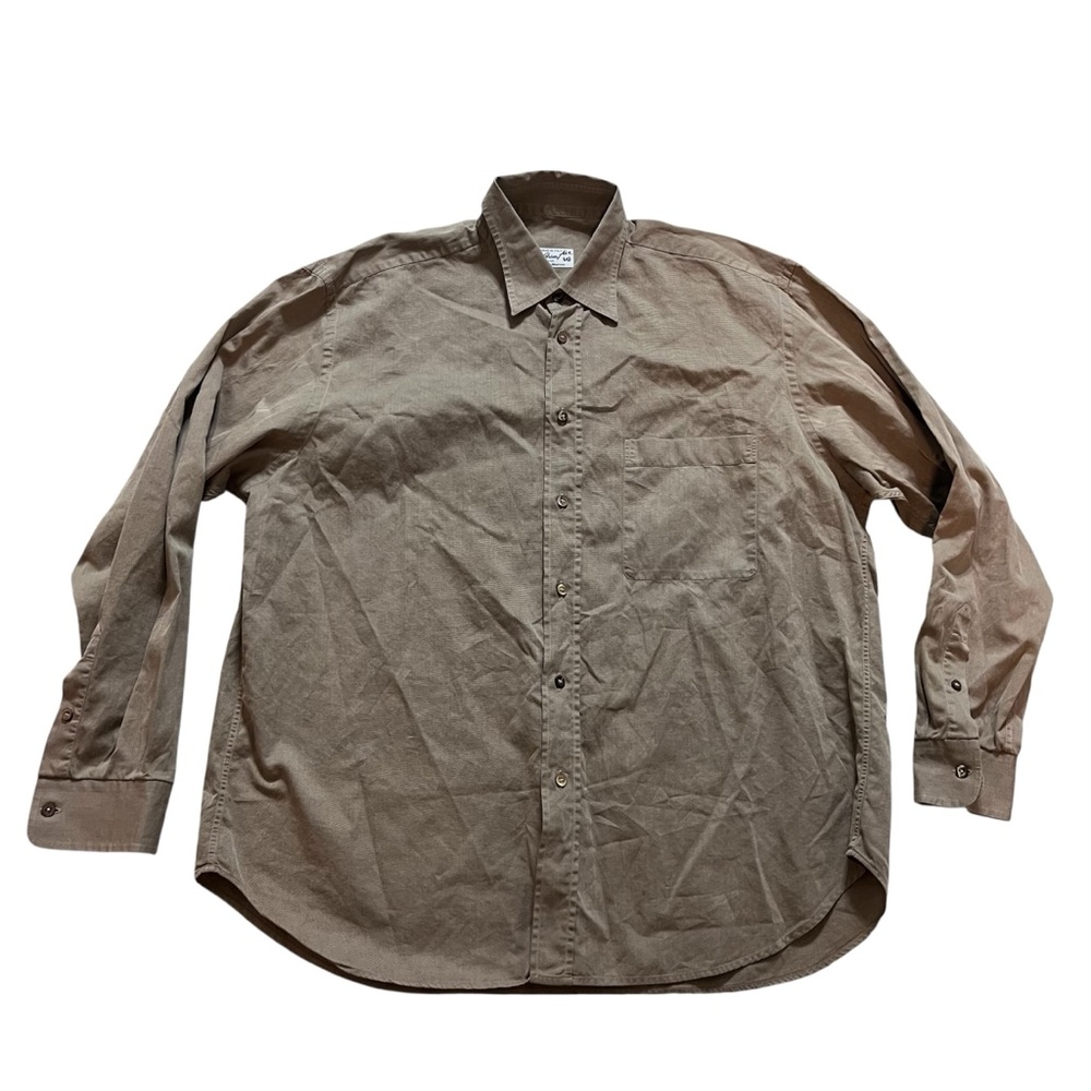 Brioni Mens Brown Cotton Button Down Shirt- Size XL- Made In Italy